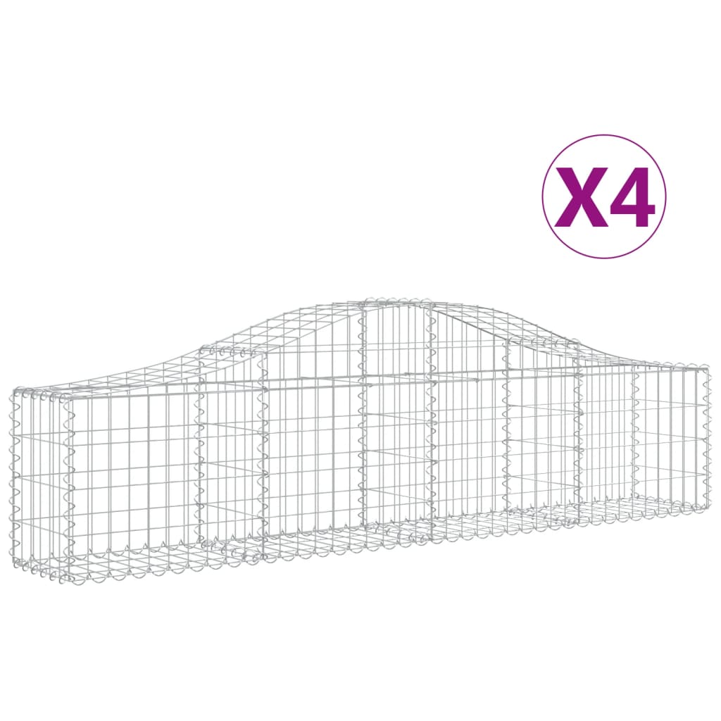 Arched Gabion Baskets 4 pcs 78.7"x11.8"x15.7"/23.6" Galvanized Iron