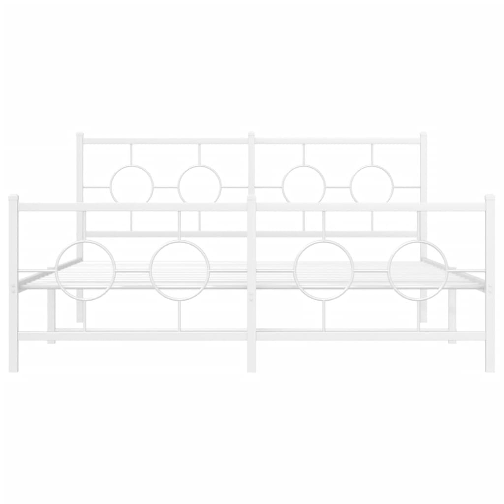 Metal Bed Frame without Mattress with Footboard White 59.1"x78.7"