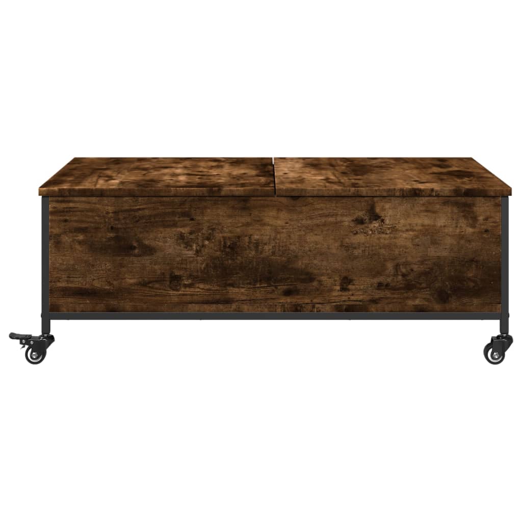 Coffee Table with Wheels Smoked Oak 35.8"x21.7"x13.4" Engineered Wood