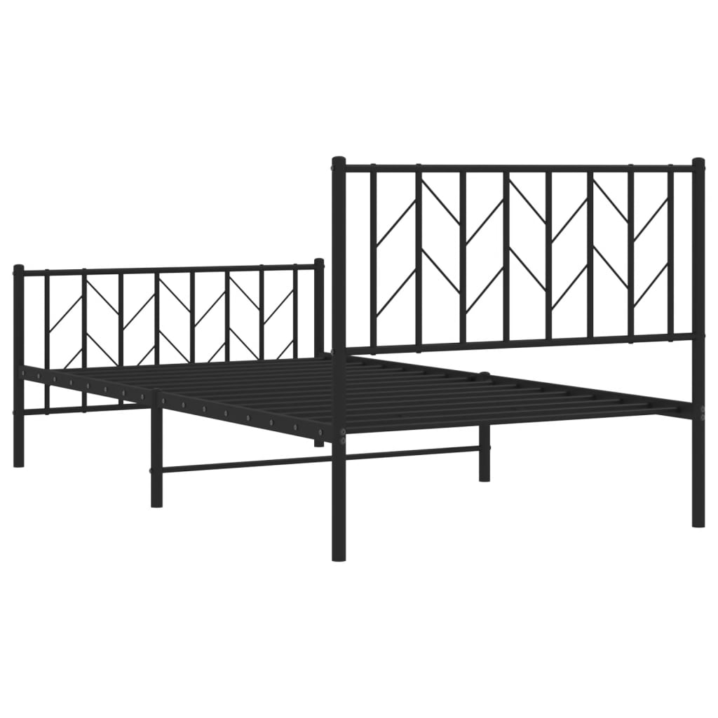 Metal Bed Frame without Mattress with Footboard Black 39.4"x78.7"