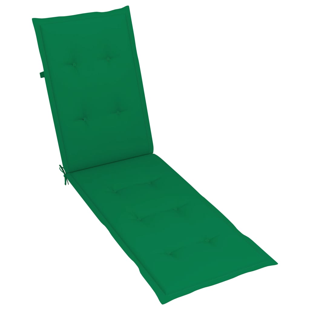 Patio Deck Chair with Footrest and Cushion Solid Acacia Wood