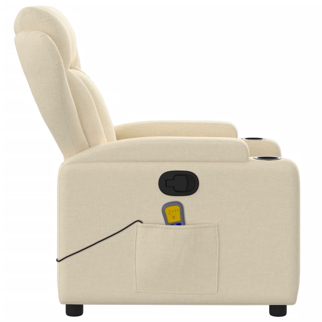 Massage Recliner Chair Cream Fabric