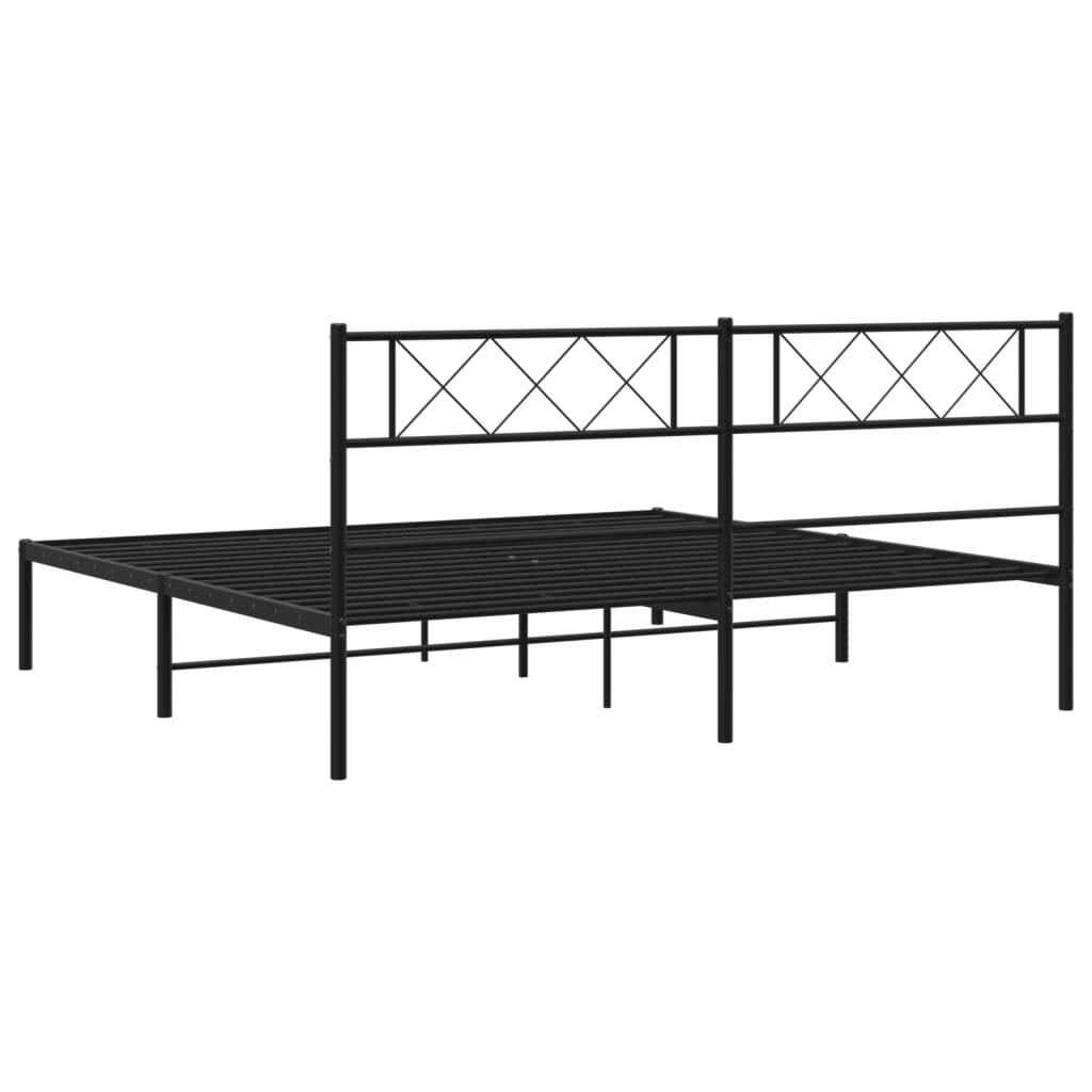 Metal Bed Frame without Mattress with Headboard Black 72"x83.9"