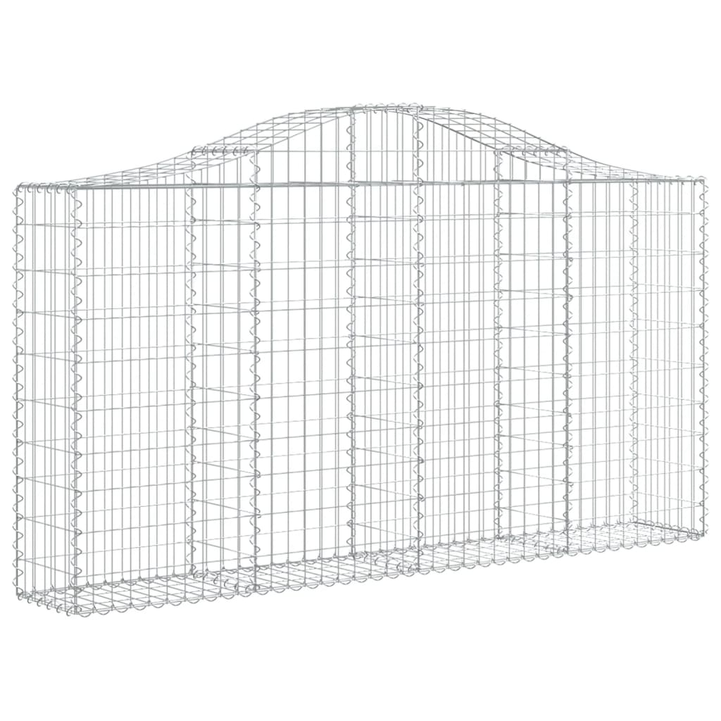 Arched Gabion Baskets 2 pcs 78.7"x11.8"x39.4"/47.2" Galvanized Iron