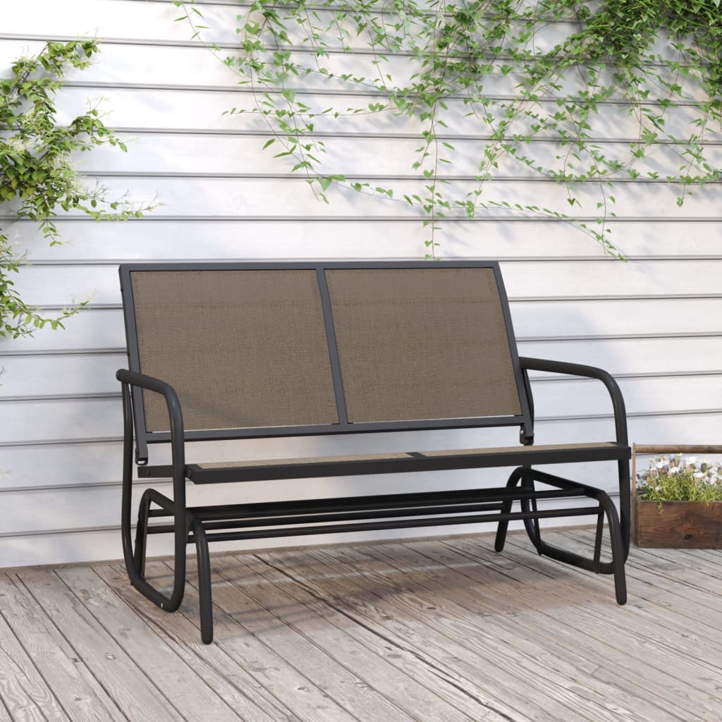 Garden Glider Bench Brown 47.4"x29.9"x34.1" Textilene&Steel