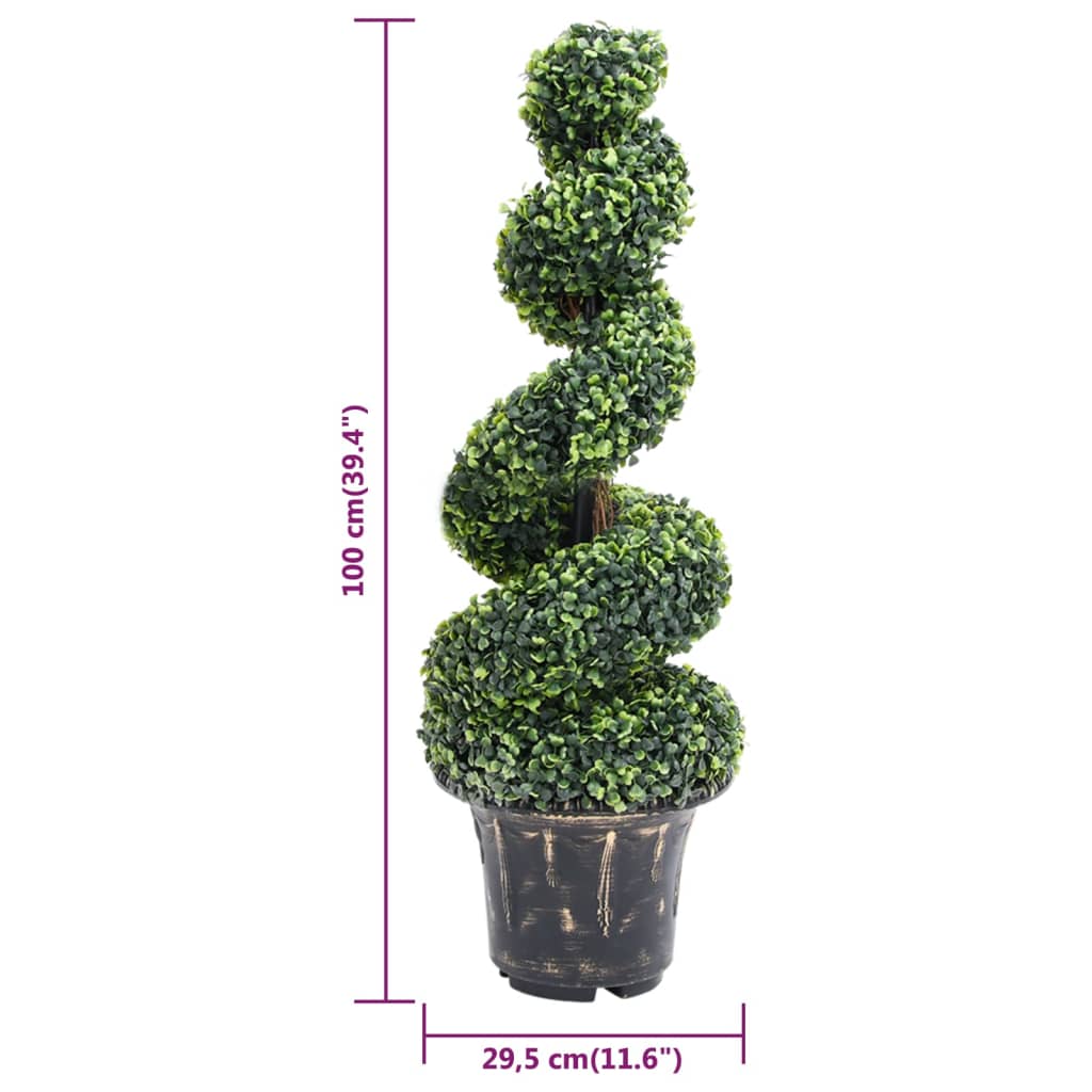 Artificial Boxwood Spiral Plant with Pot Green 39.4"