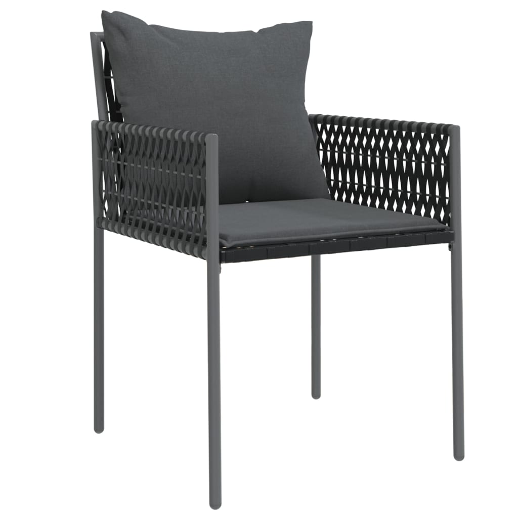 Patio Chairs with Cushions 2 pcs Black 21.3"x24"x32.7" Poly Rattan