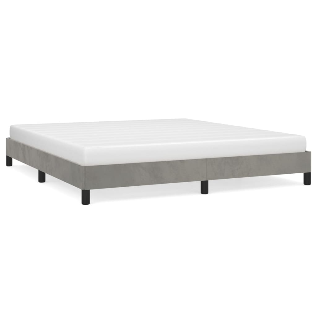 Bed Frame without Mattress Light Gray 76"x79.9" King Velvet