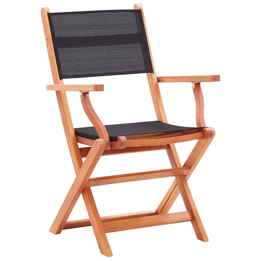 Folding Patio Chairs 2 pcs Solid Eucalyptus Wood&Textilene