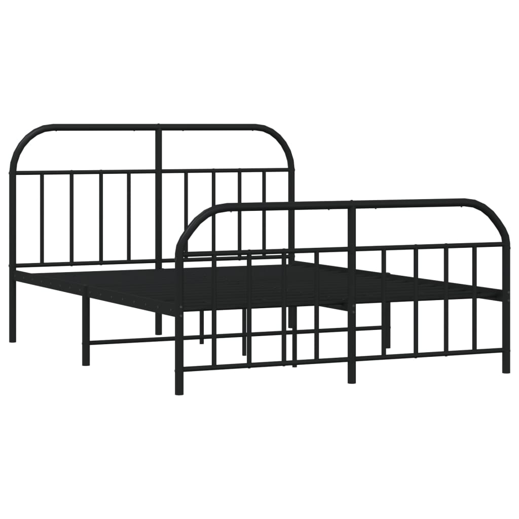 Metal Bed Frame without Mattress with Footboard Black 72"x83.9"