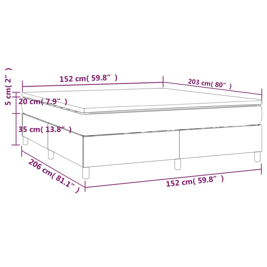 Box Spring Bed with Mattress Light Gray 59.8"x79.9" Queen Velvet