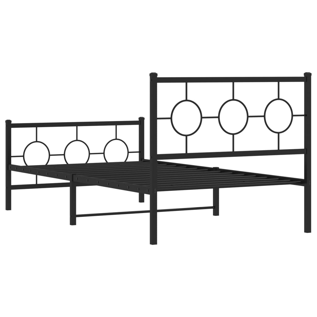 Metal Bed Frame without Mattress with Footboard Black 39.4"x78.7"