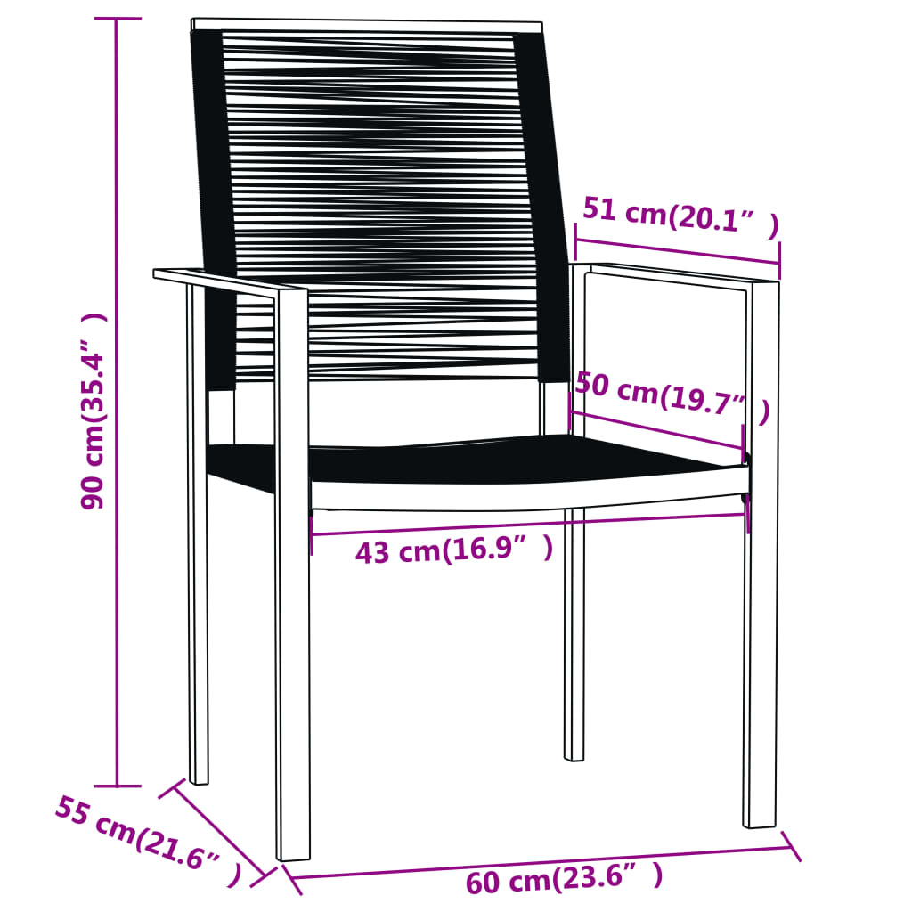 5 Piece Patio Dining Set Black