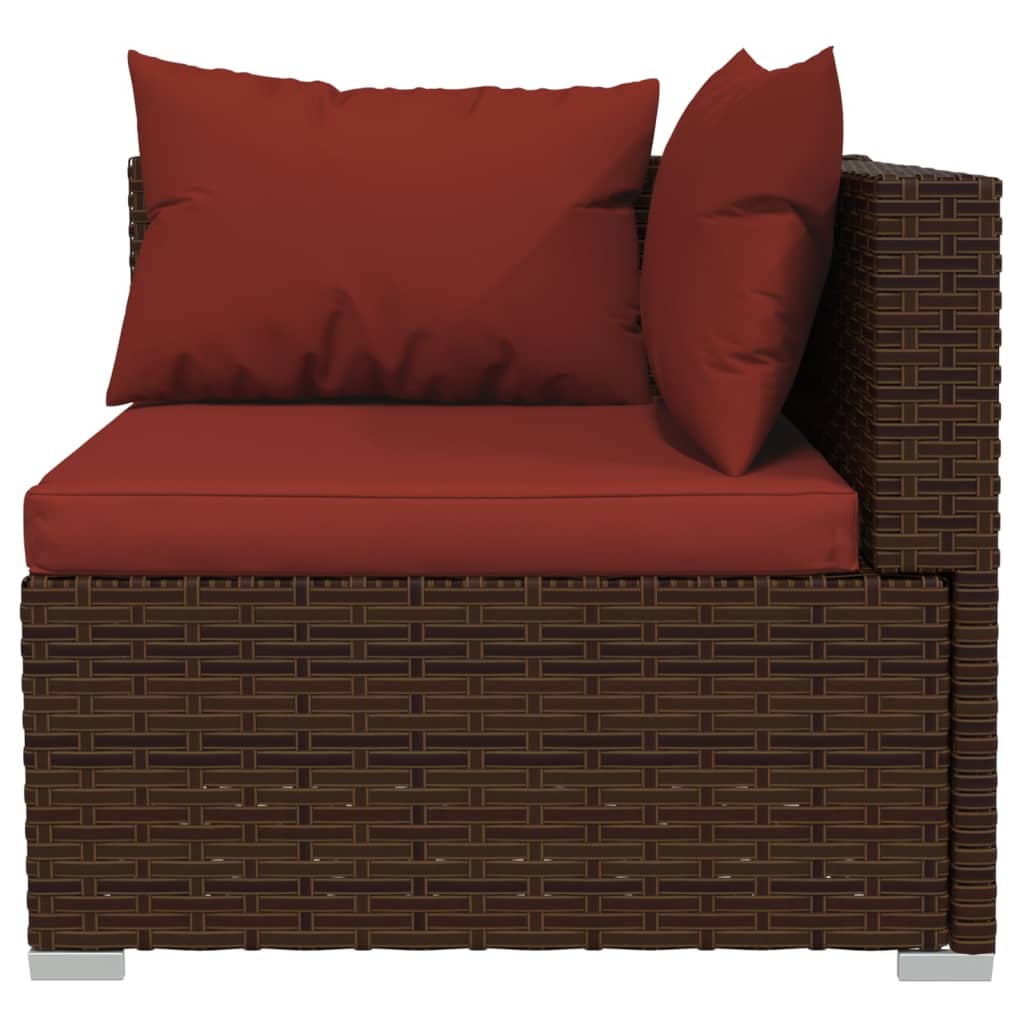 Patio Loveseat with Cushions Brown Poly Rattan