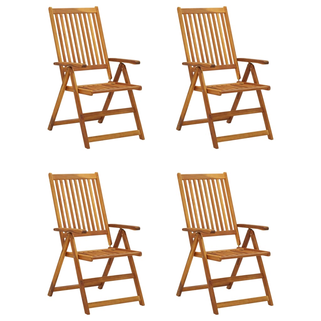 Patio Reclining Chairs 4 pcs with Cushions Solid Acacia Wood