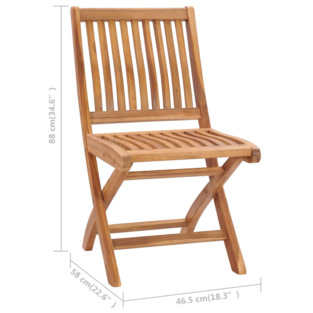 Folding Patio Chairs with Cushions 8 pcs Solid Teak Wood