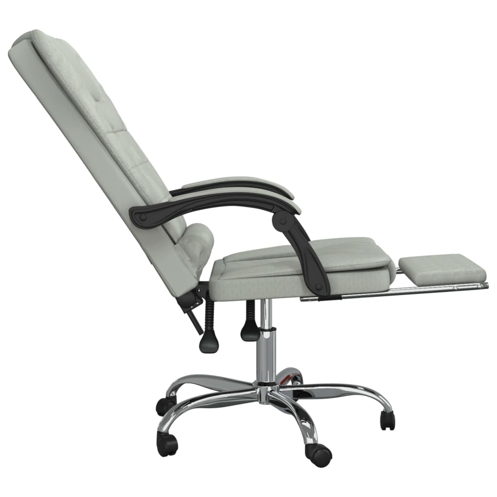 Massage Reclining Office Chair Light Gray Velvet