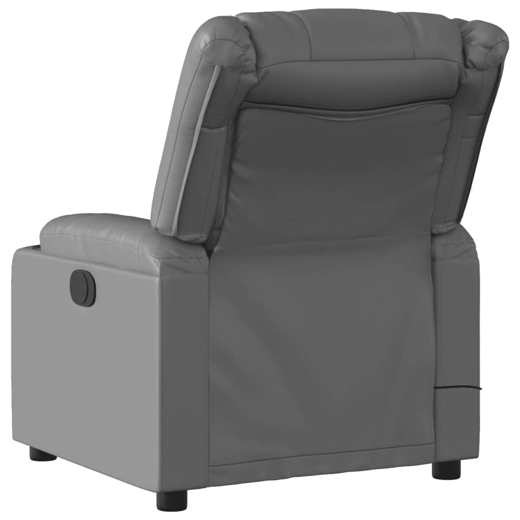 Electric Massage Recliner Chair Gray Faux Leather