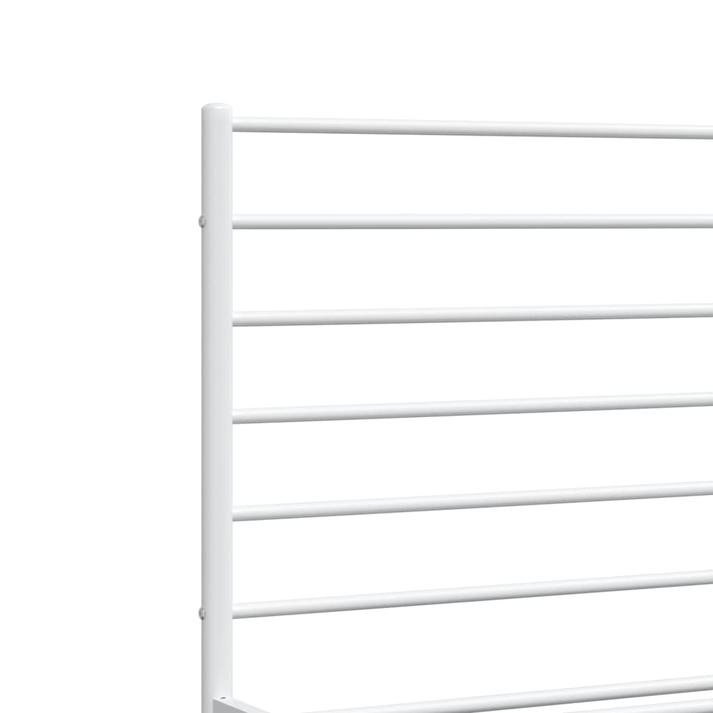 Metal Bed Frame without Mattress with Footboard White 76"x79.9"