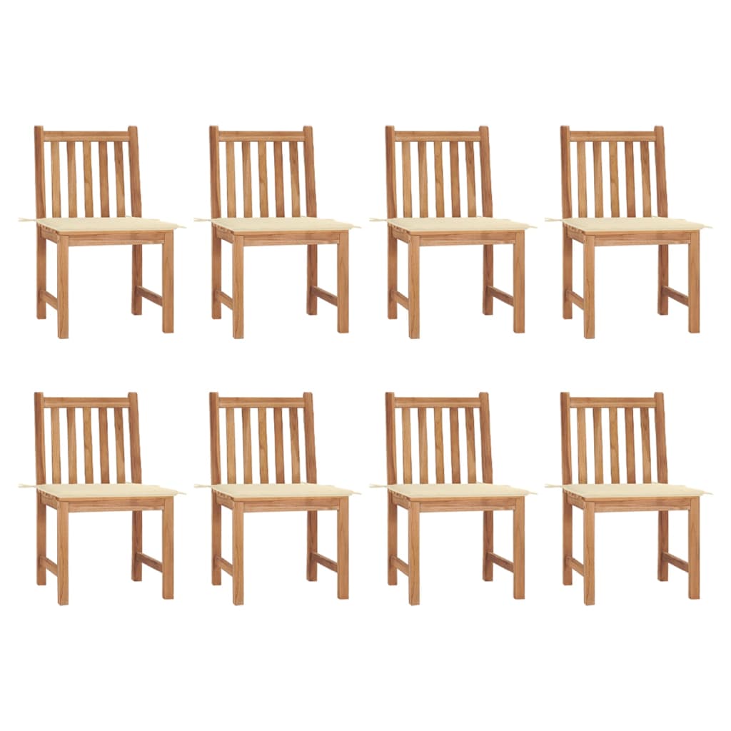 Patio Chairs 8 pcs with Cushions Solid Teak Wood