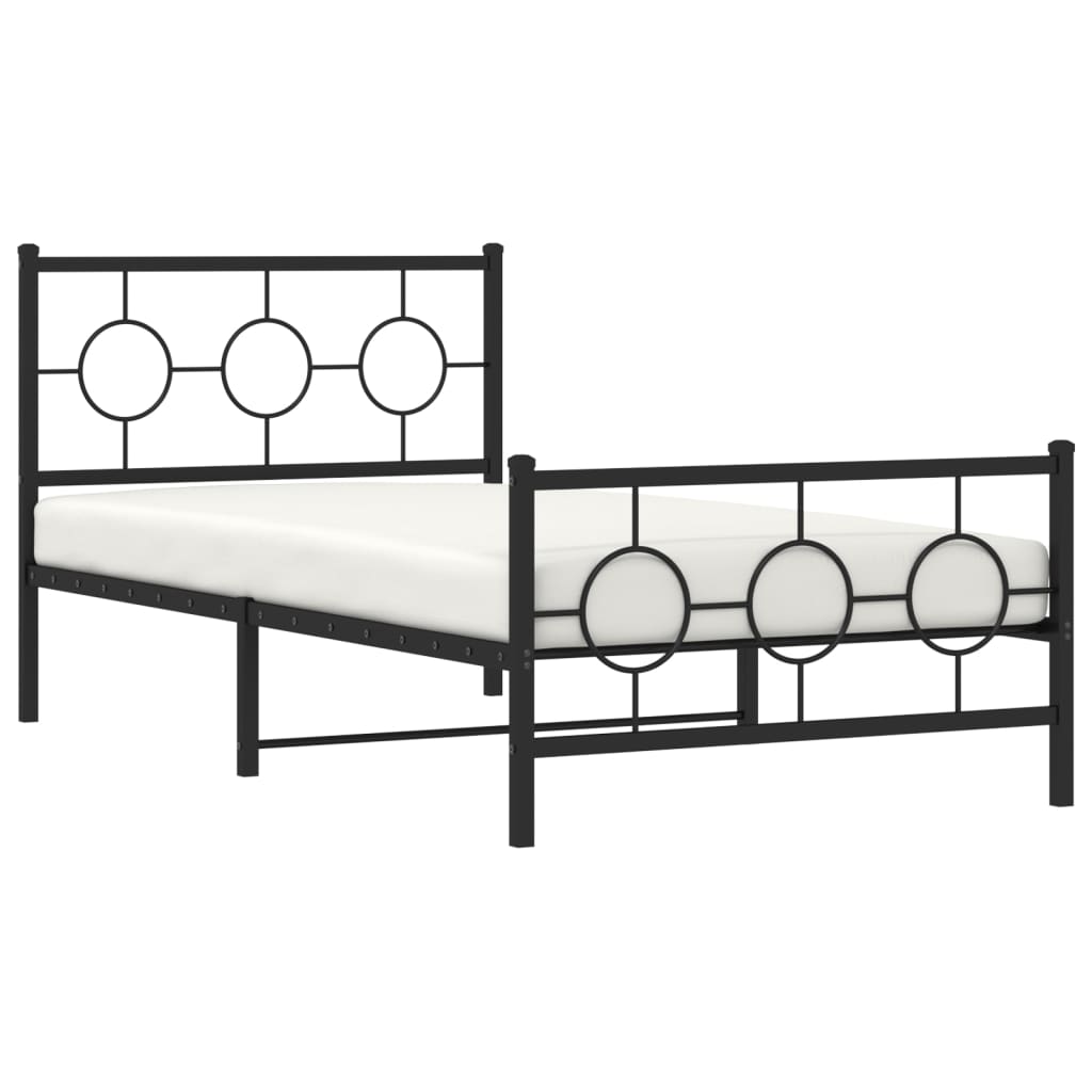 Metal Bed Frame without Mattress with Footboard Black 39.4"x78.7"