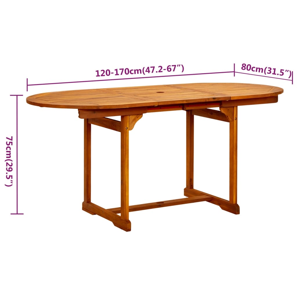 5 Piece Patio Dining Set Solid Wood Acacia