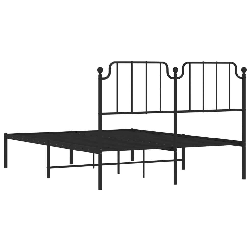 Metal Bed Frame without Mattress with Headboard Black 59.1"x78.7"