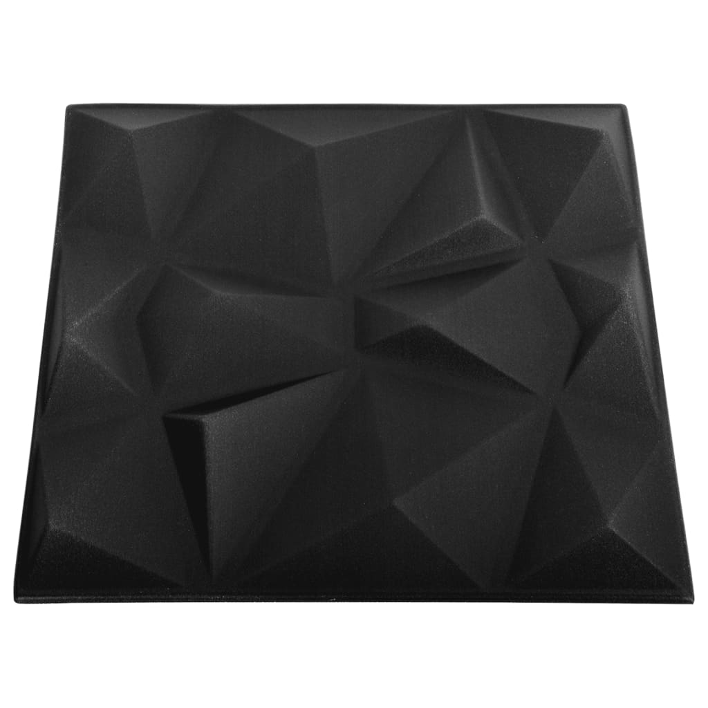 3D Wall Panels 48 pcs 19.7"x19.7" Diamond Black 129.2 ft��