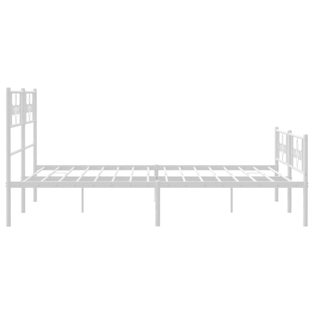 Metal Bed Frame without Mattress with Footboard White 59.1"x78.7"