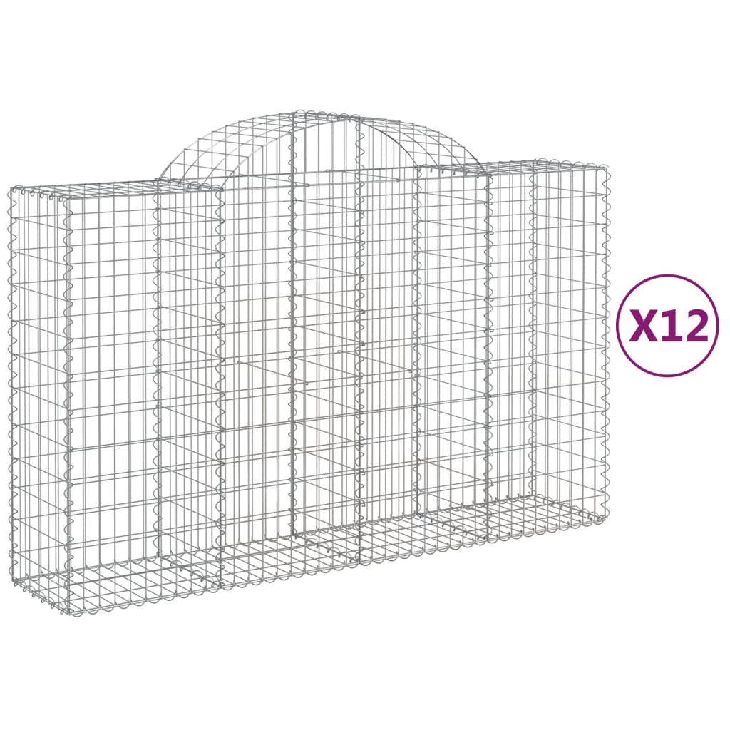 Arched Gabion Baskets 12 pcs 78.7"x19.7"x47.2"/55.1" Galvanized Iron