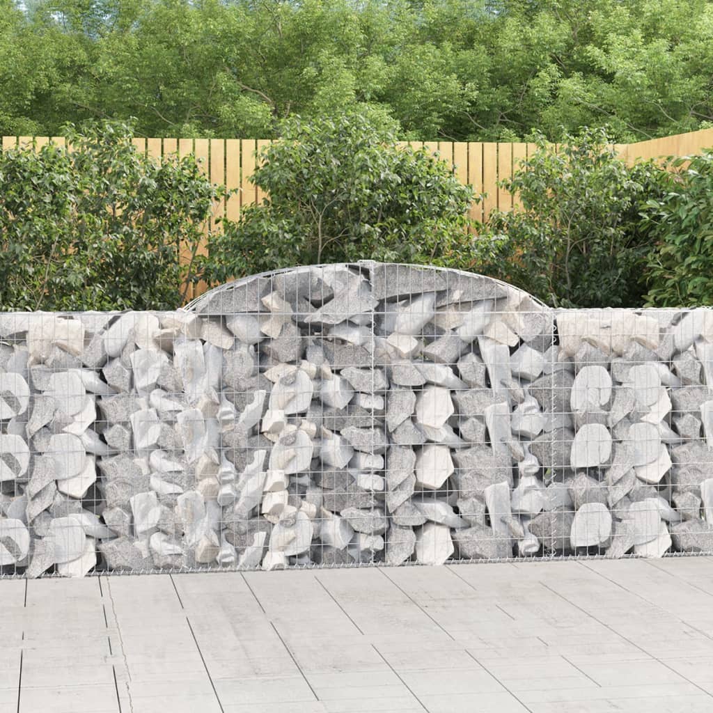 Arched Gabion Baskets 7 pcs 118.1"x11.8"x39.4"/47.2" Galvanized Iron