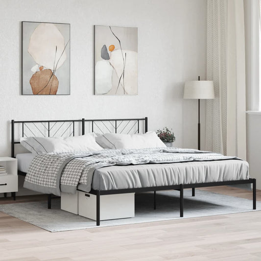 Metal Bed Frame without Mattress with Headboard Black 76"x79.9"