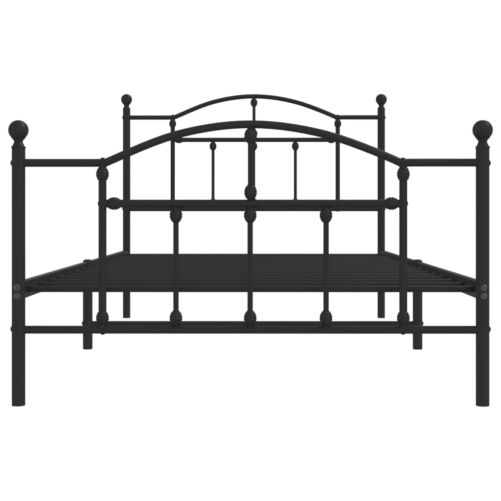 Metal Bed Frame without Mattress with Footboard Black 39.4"x78.7"