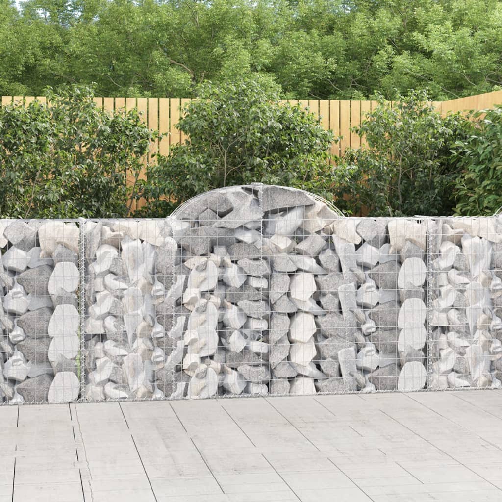 Arched Gabion Baskets 2 pcs 78.7"x11.8"x39.4"/47.2" Galvanized Iron