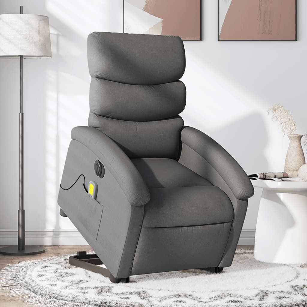 Electric Stand up Massage Recliner Chair Dark Gray Fabric