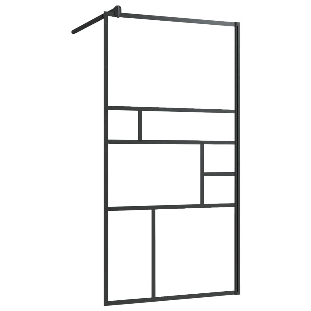 Walk-in Shower Wall with Shelf Black 45.3"x76.8" ESG Glass&Aluminum