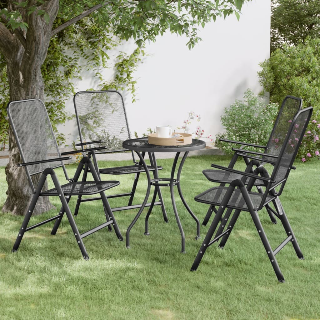 Folding Patio Chairs 4 pcs Expanded Metal Mesh Anthracite