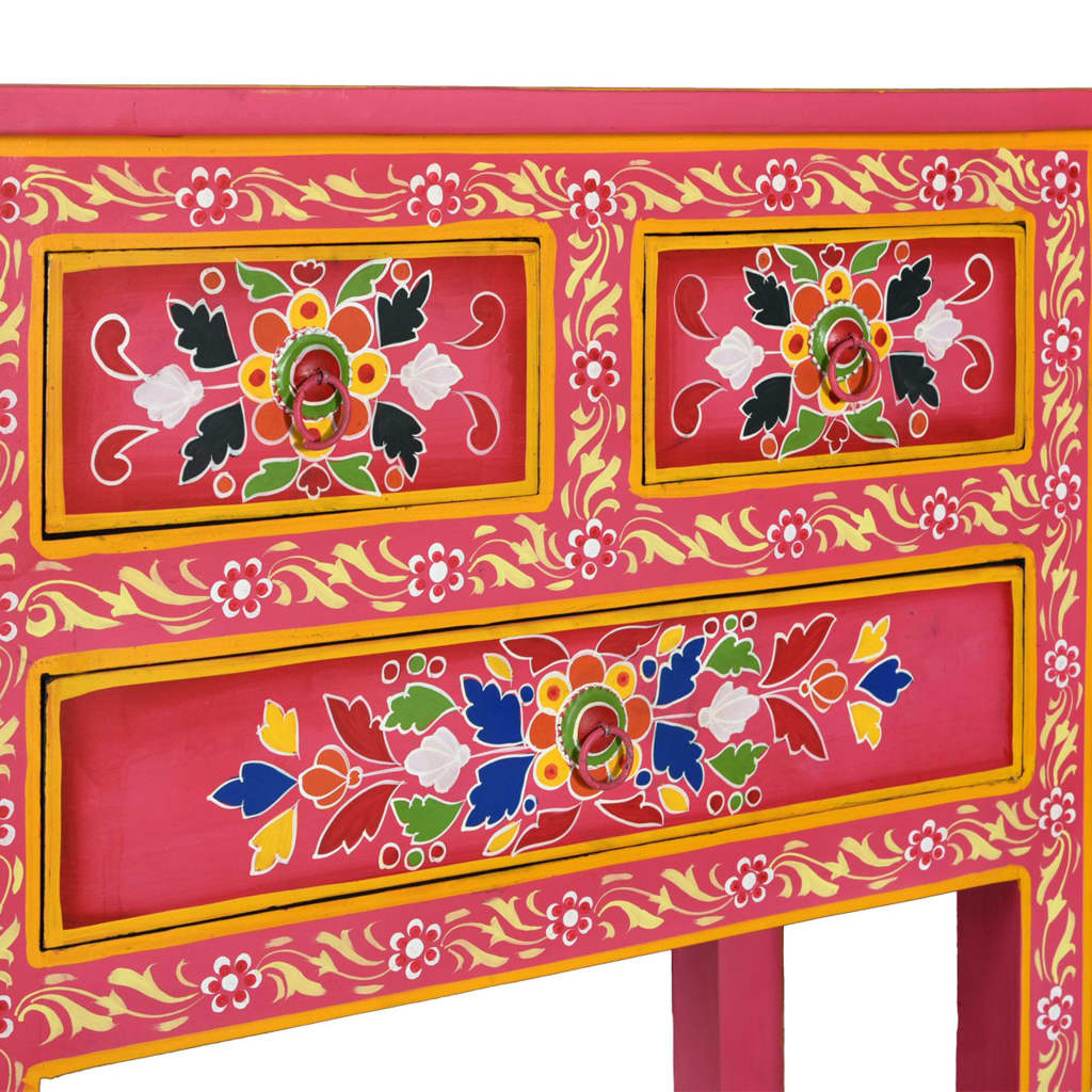 Sideboard with Drawers Pink 23.6"x11.8"x29.9" Solid Wood Mango