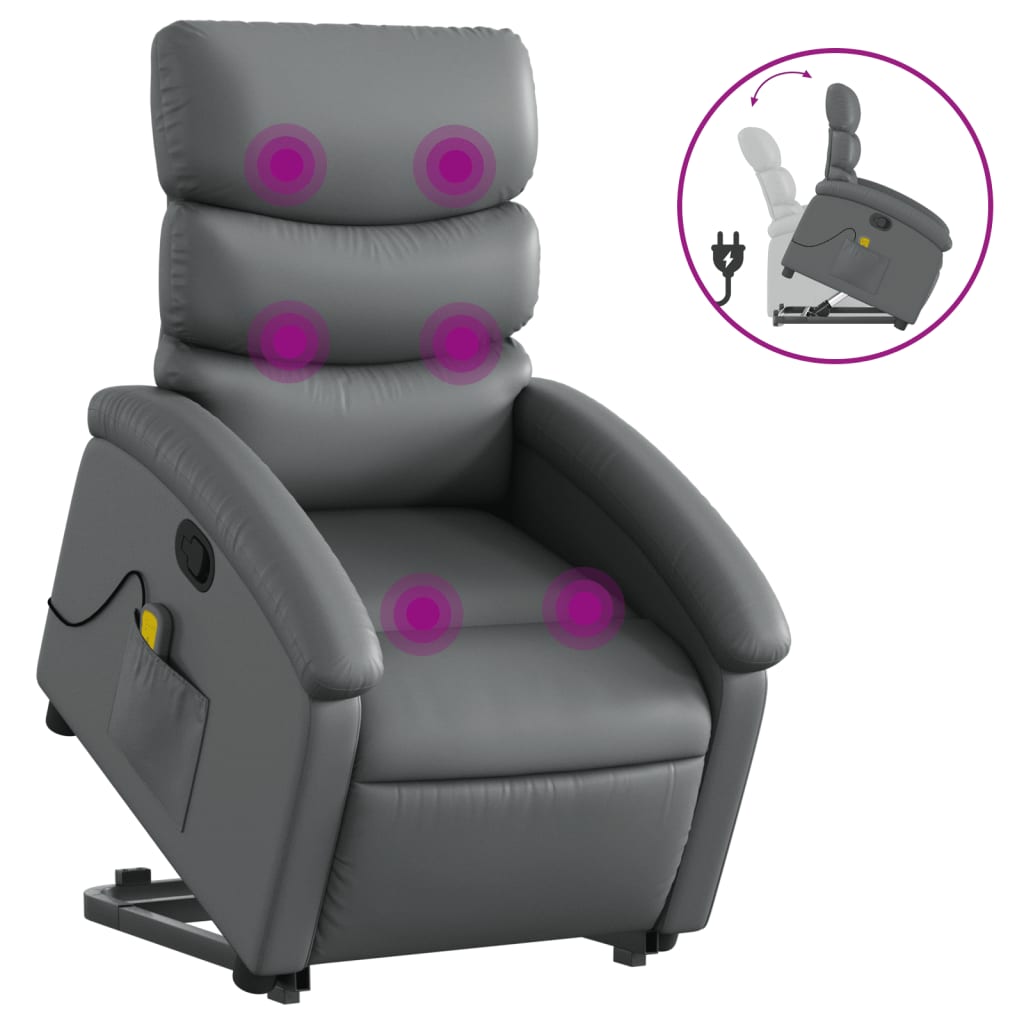 Stand up Massage Recliner Chair Gray Faux Leather