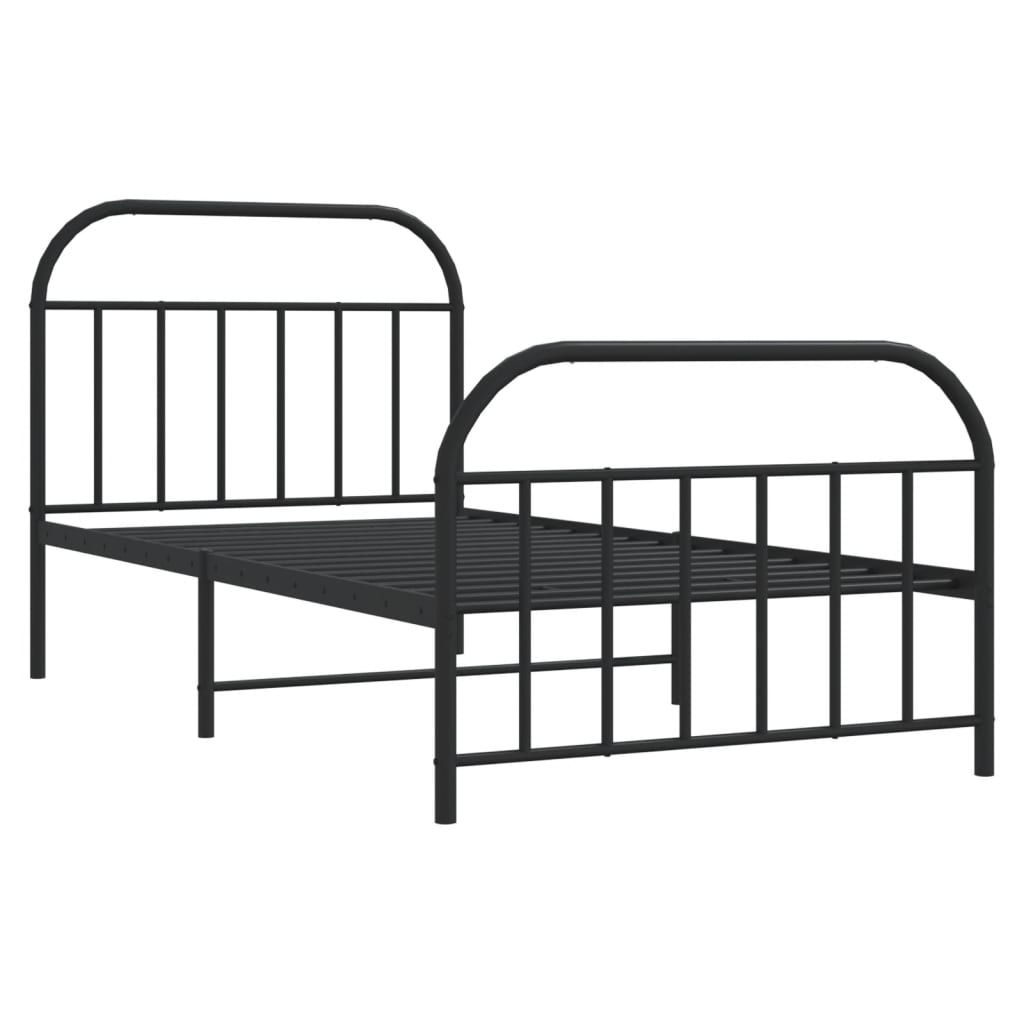 Metal Bed Frame without Mattress with Footboard Black 39.4"x74.8"