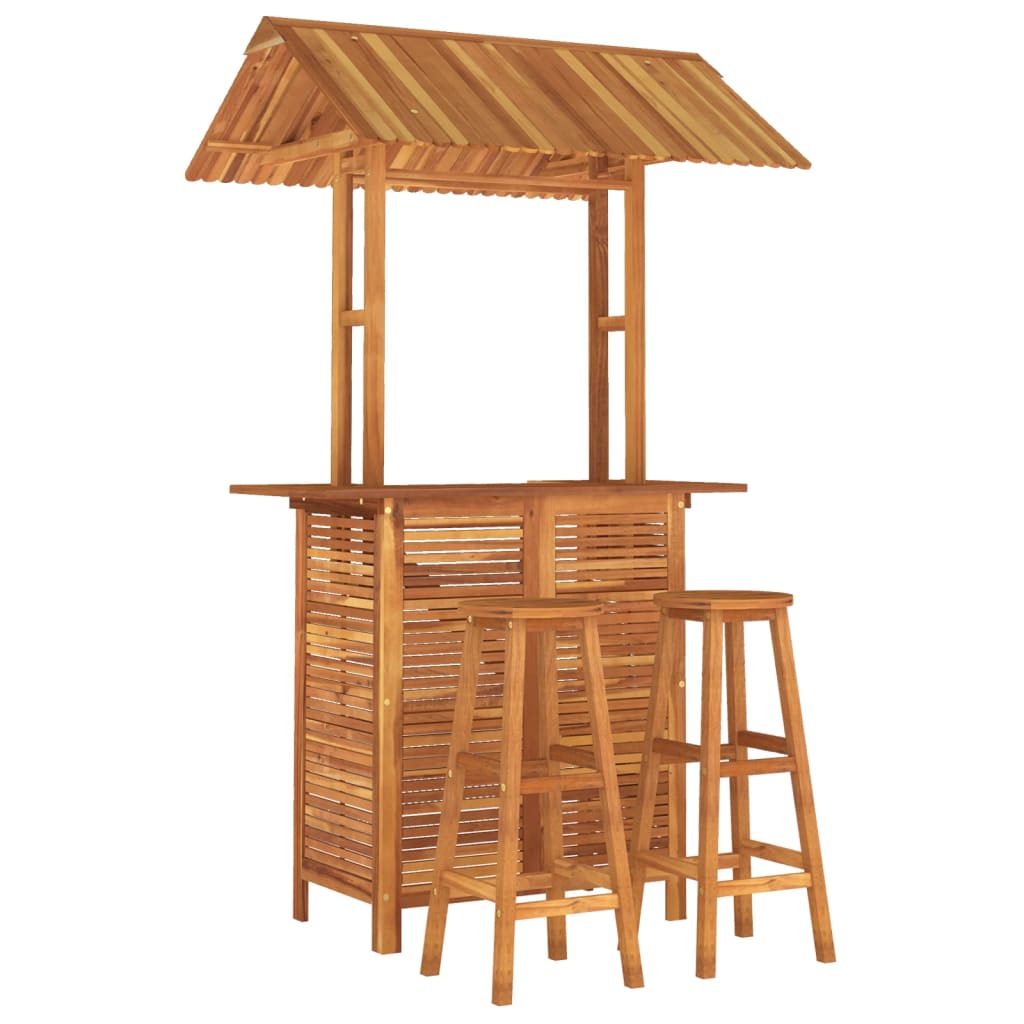 3 Piece Patio Bar Set Solid Wood Acacia