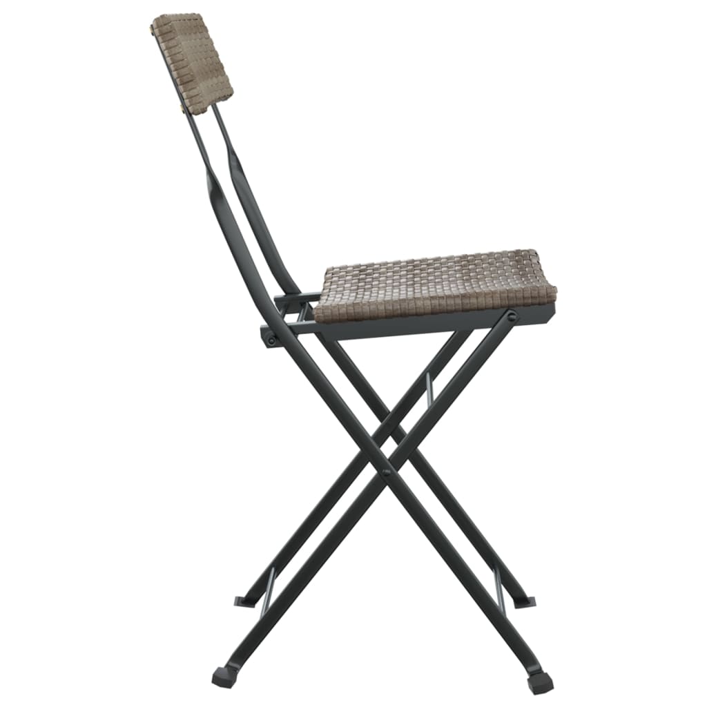 Folding Bistro Chairs 4 pcs Gray Poly Rattan and Steel