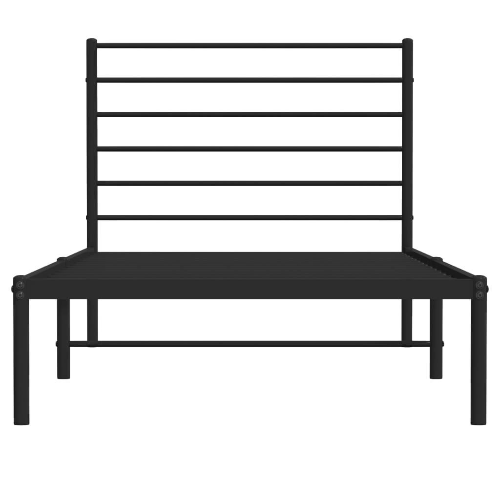 Metal Bed Frame without Mattress with Headboard Black 39.4"x74.8"