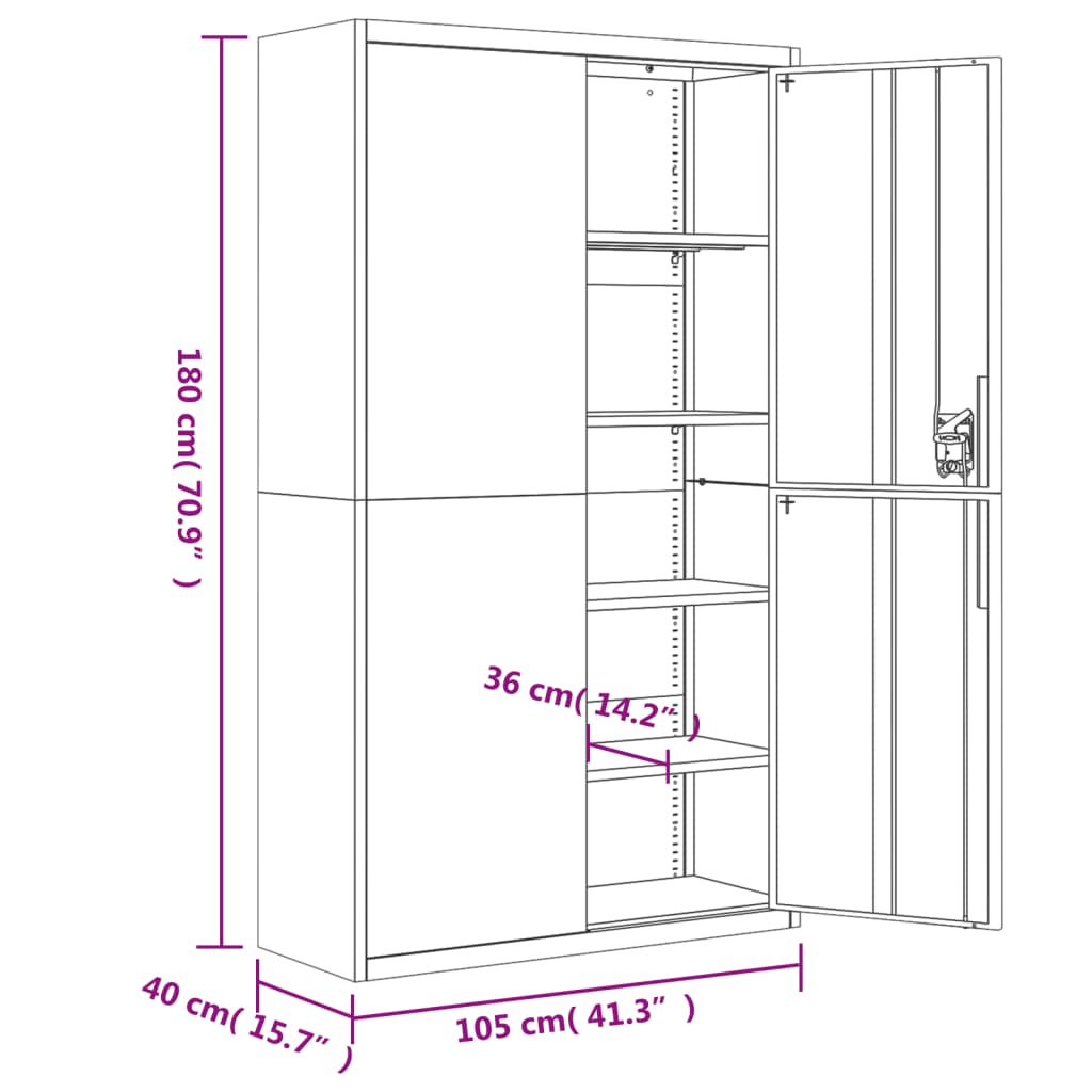 File Cabinet Black 41.3"x15.7"x70.9" Steel