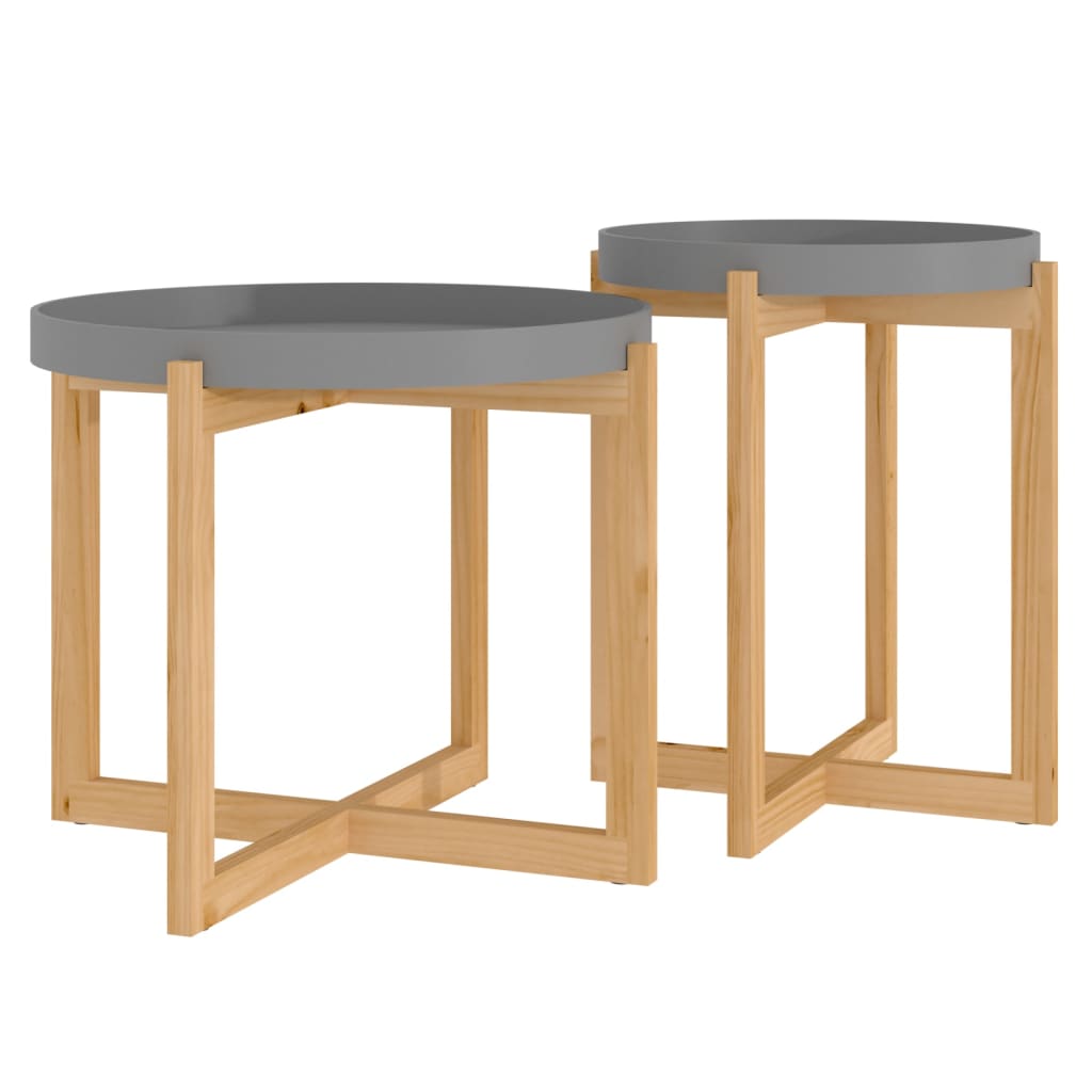 Coffee Tables 2 pcs Gray Engineered Wood and Solid Wood Pine