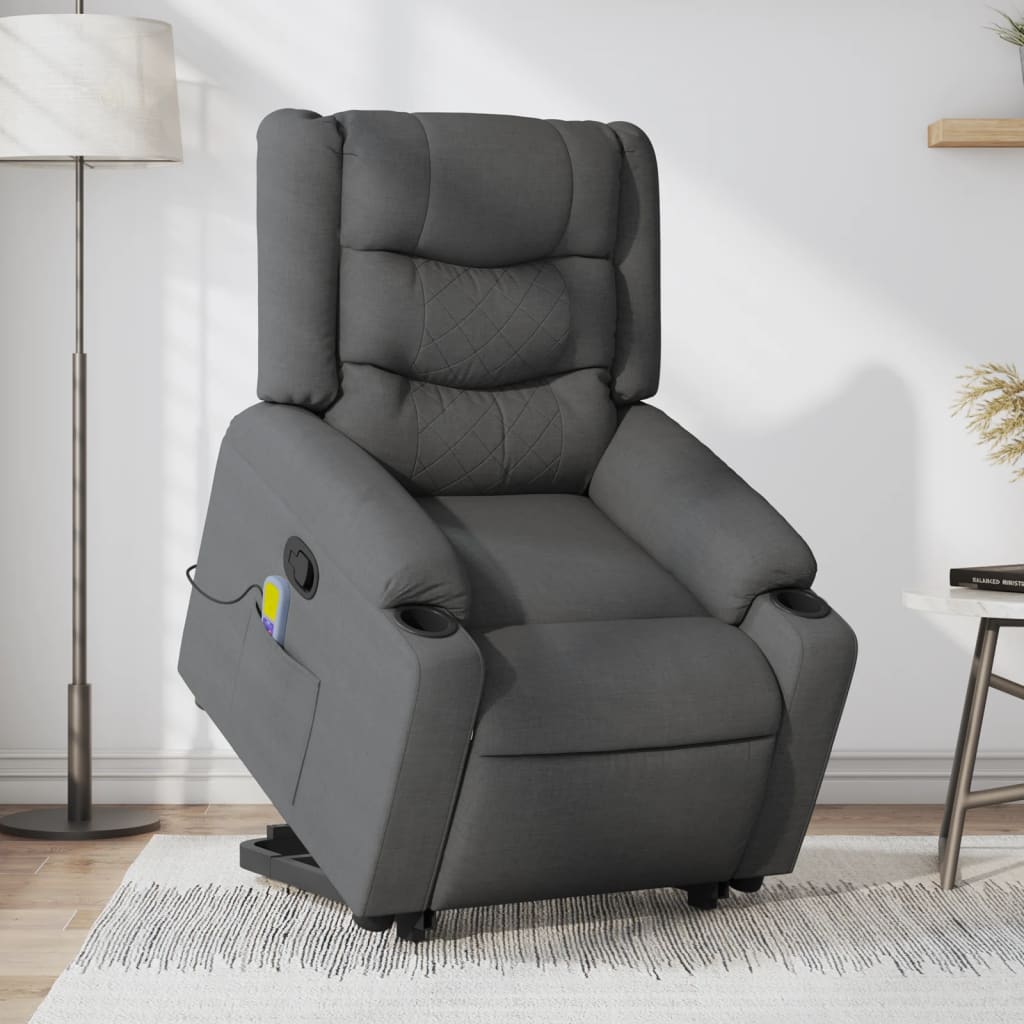 Stand up Massage Recliner Chair Black Fabric