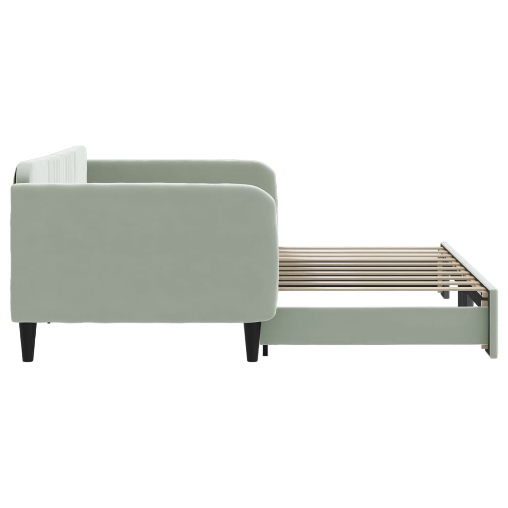 Daybed with Trundle without Mattress Light Gray 39.4"x74.8" Velvet