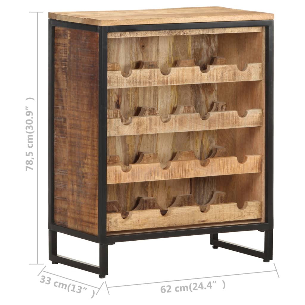 Wine Cabinet 24.4"x13"x30.9" Rough Mango Wood