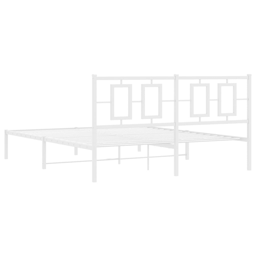 Metal Bed Frame without Mattress with Headboard White 59.1"x78.7"