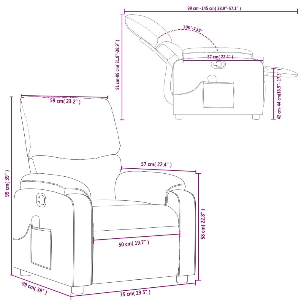 Massage Recliner Chair Dark Green Fabric